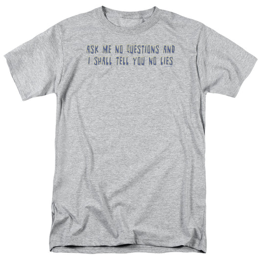 Ask Me No Questions - Short Sleeve Adult 18 - 1 - Athletic Heather T-shirt