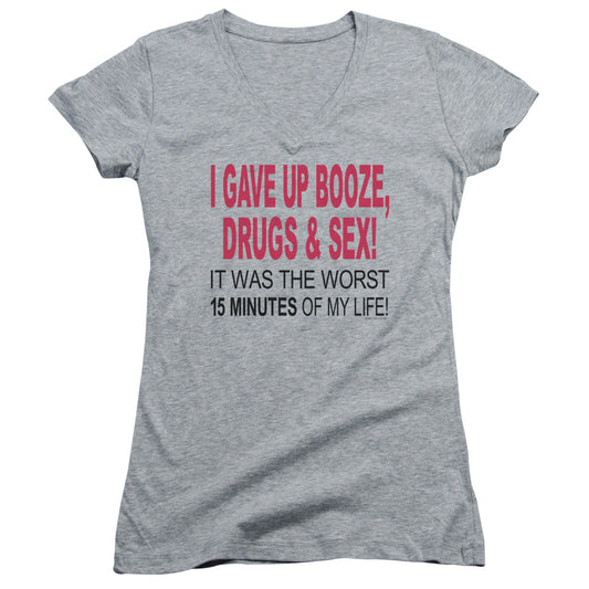 I Gave Up Booze Drugs And Sex - Junior V-neck - Athletic Heather