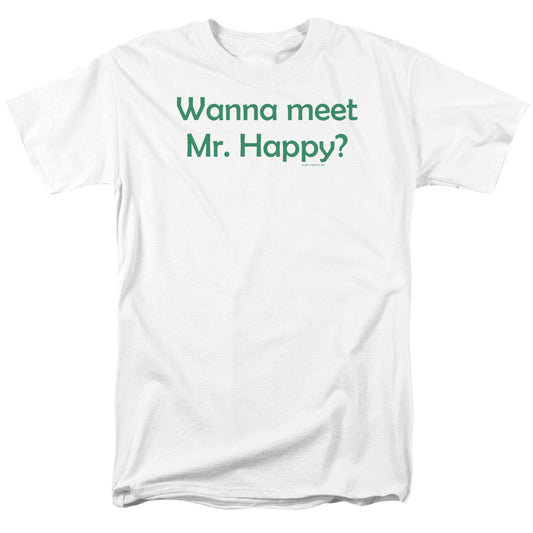 Wanna Meet Mr. Happy - Short Sleeve Adult 18 - 1 - White T-shirt