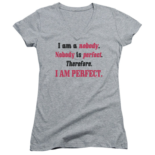 I Am Perfect - Junior V-neck - Athletic Heather