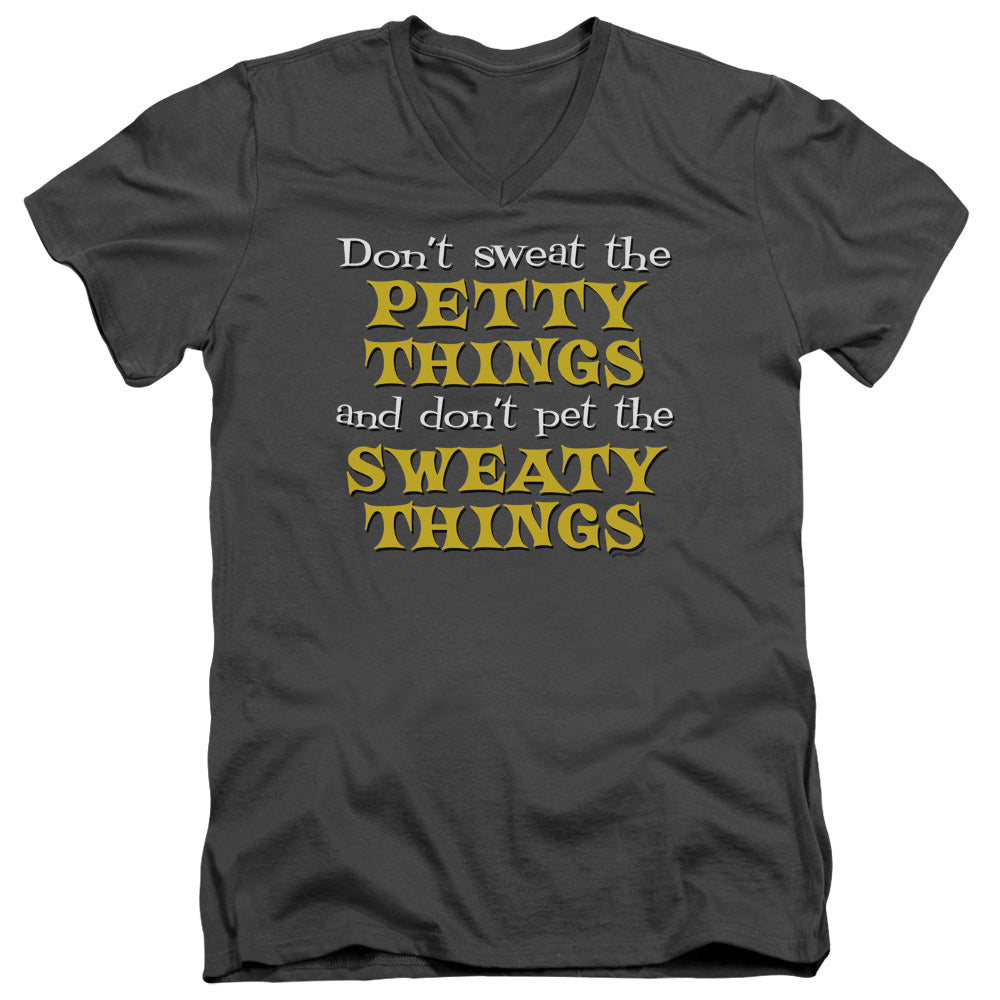 Petty Things - Short Sleeve Adult V-neck - Charcoal T-shirt