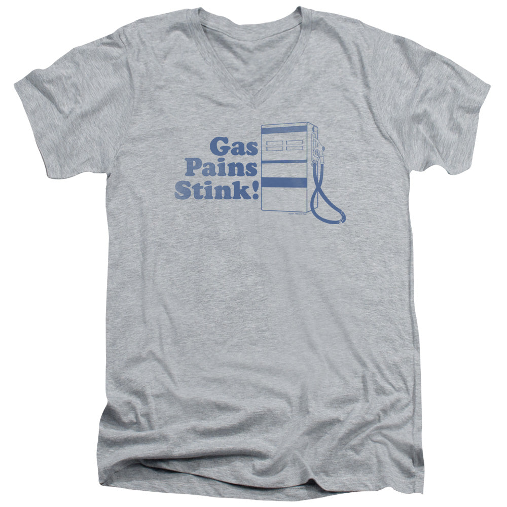 Gas Pains Stink - Short Sleeve Adult V-neck - Athletic Heather T-shirt