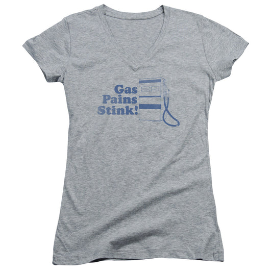 Gas Pains Stink - Junior V-neck - Athletic Heather