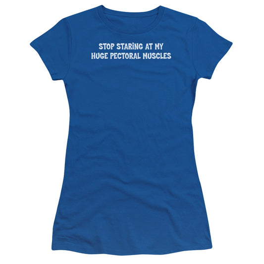 Huge Pectoral Muscles - Short Sleeve Junior Sheer - Royal Blue T-shirt