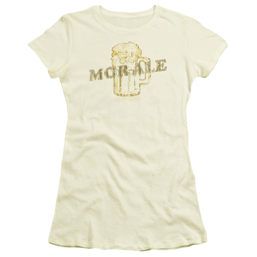 Morale Is Good - Short Sleeve Junior Sheer - Cream T-shirt