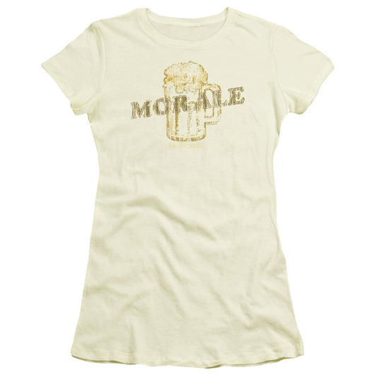 Morale Is Good - Short Sleeve Junior Sheer - Cream T-shirt