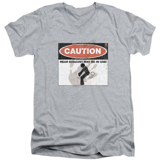 Caution - Short Sleeve Adult V-neck - Athletic Heather T-shirt