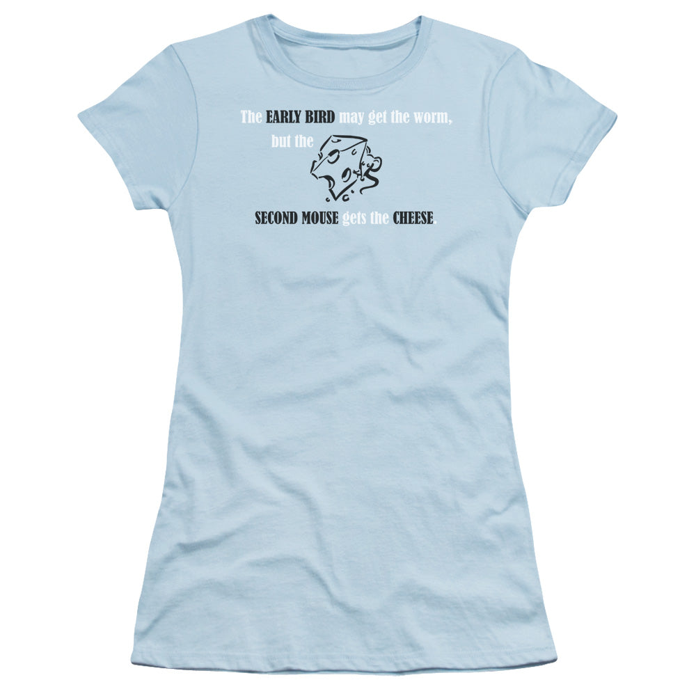Early Bird - Short Sleeve Junior Sheer - Light Blue T-shirt