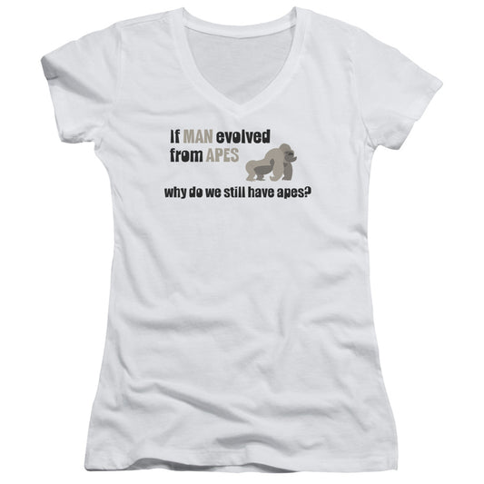 Evolved From Apes - Junior V-neck - White