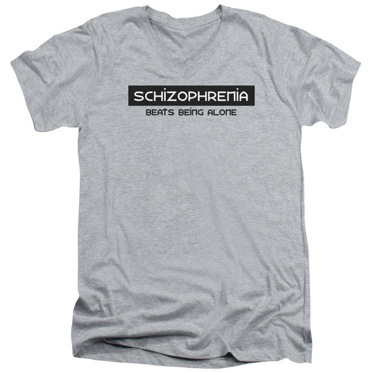 Schizophrenia - Short Sleeve Adult V-neck - Athletic Heather T-shirt