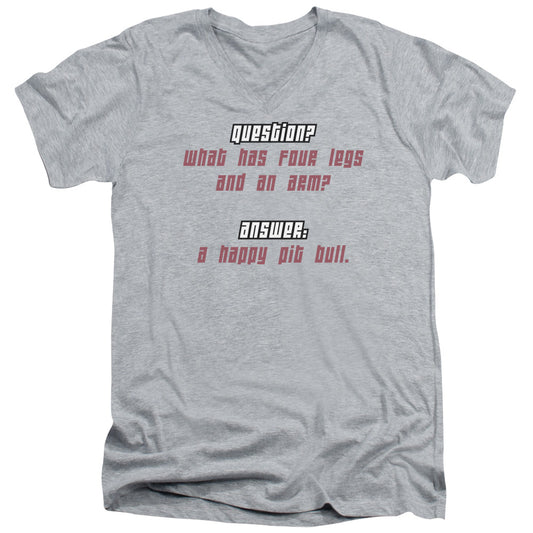 Happy Pit Bull - Short Sleeve Adult V-neck - Athletic Heather T-shirt