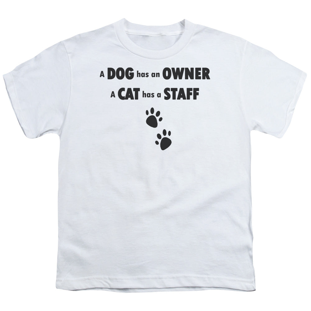 Cat Has A Staff - Short Sleeve Youth 18 - 1 - White T-shirt