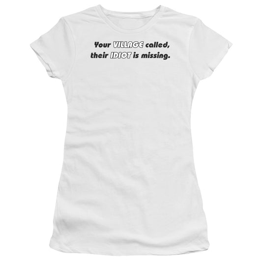 Your Village Called - Short Sleeve Junior Sheer - White T-shirt