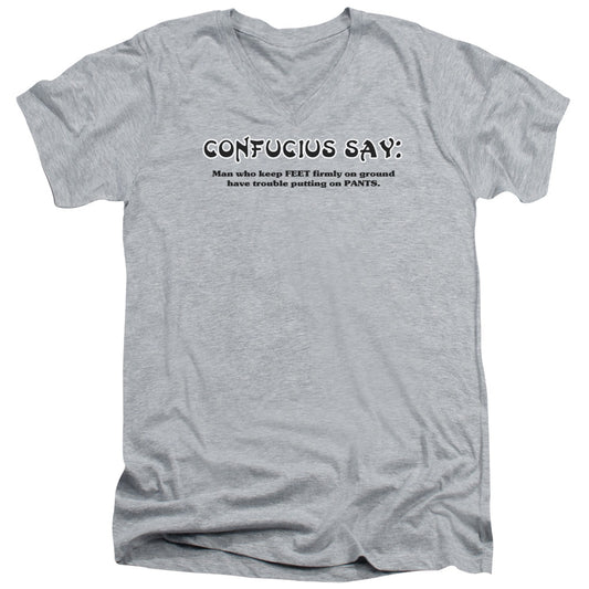 Confucius - Short Sleeve Adult V-neck - Athletic Heather T-shirt