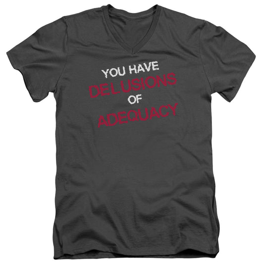 Delusions Of Adequacy - Short Sleeve Adult V-neck - Charcoal T-shirt