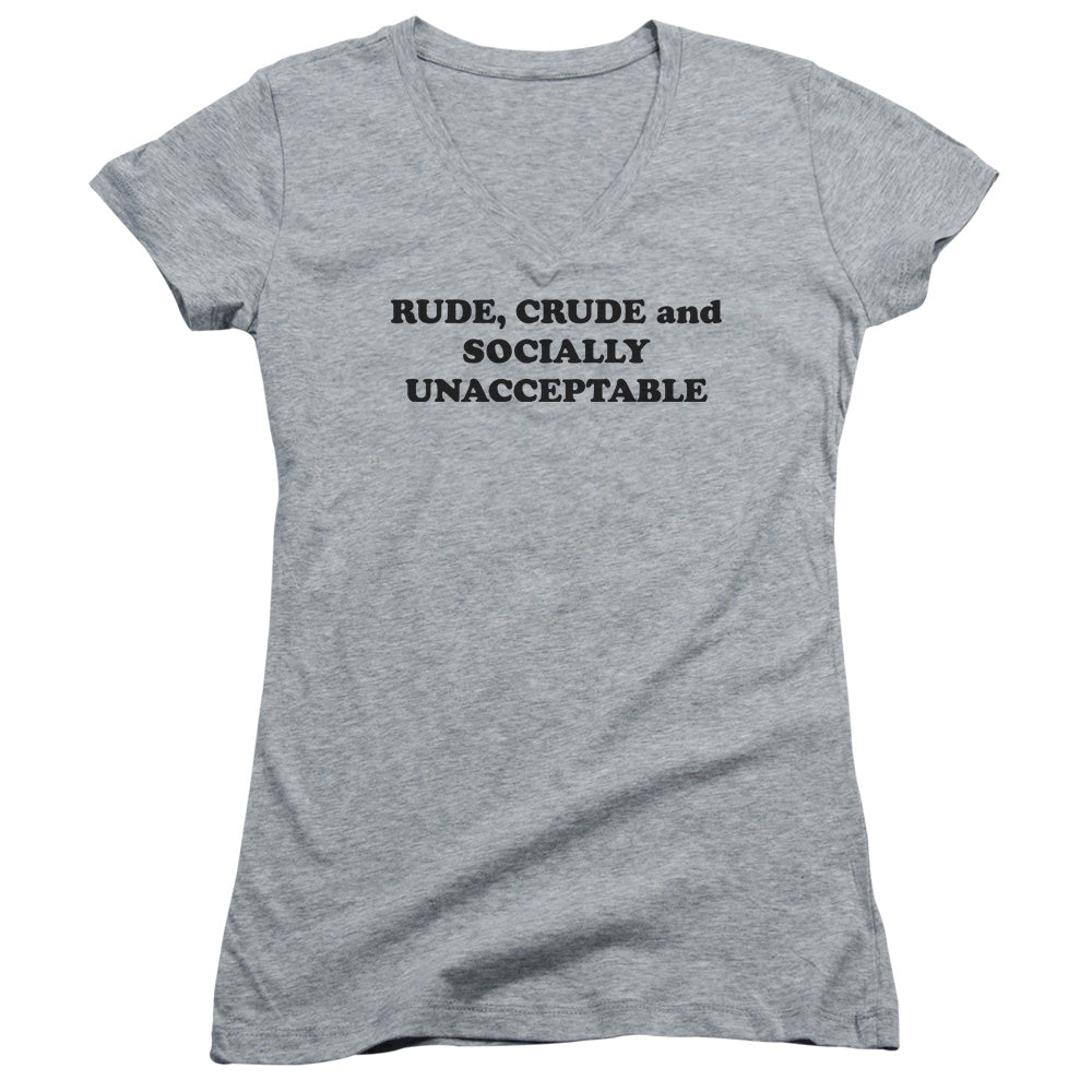 Socially Unacceptable - Junior V-neck - Athletic Heather