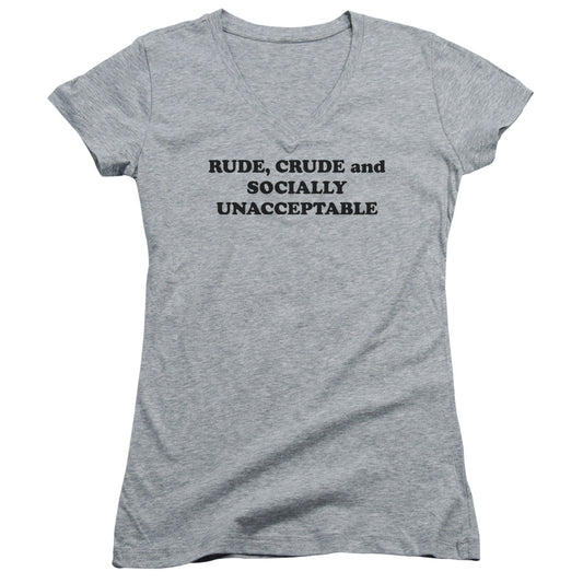 Socially Unacceptable - Junior V-neck - Athletic Heather