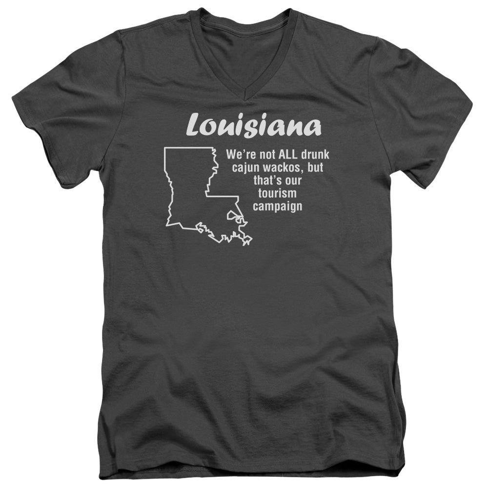 Louisiana - Short Sleeve Adult V-neck - Charcoal T-shirt