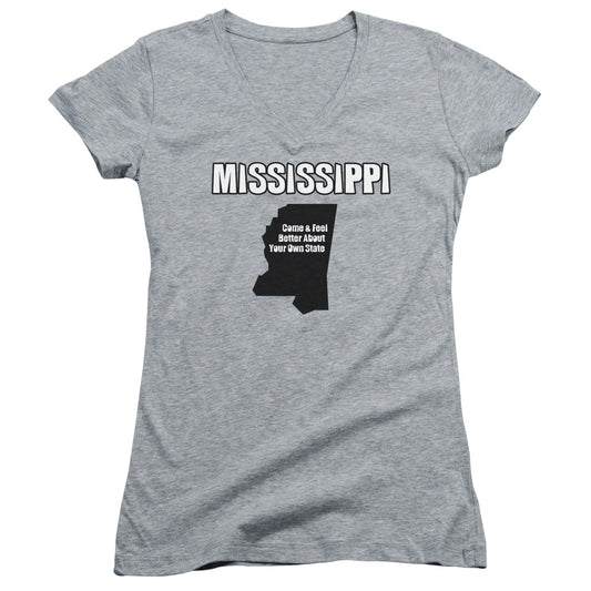 Mississippi - Junior V-neck - Athletic Heather