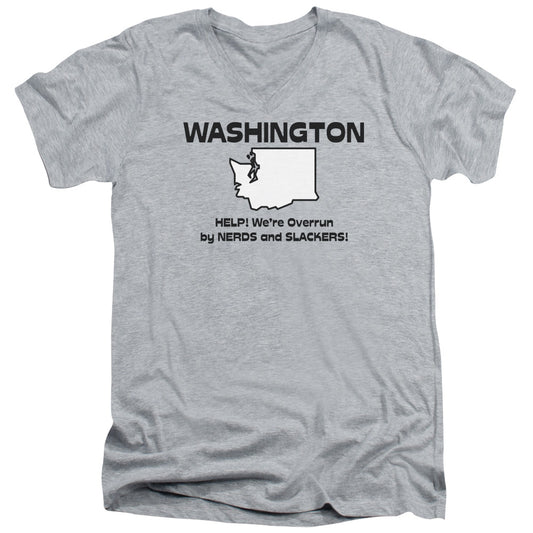 Washington - Short Sleeve Adult V-neck - Athletic Heather T-shirt