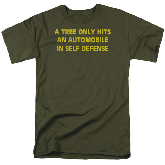 Tree Hits An Automobile - Short Sleeve Adult 18 - 1 - Military Green T-shirt