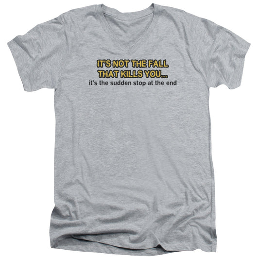 Sudden Stop - Short Sleeve Adult V-neck - Athletic Heather T-shirt