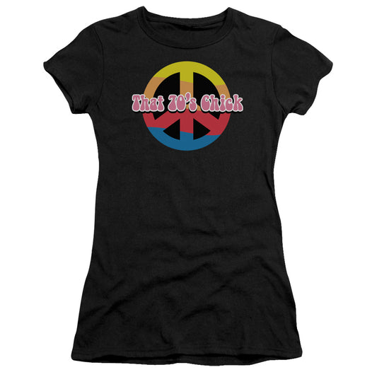 That 70s Chick - Short Sleeve Junior Sheer - Black T-shirt