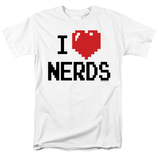 I Heart Nerds - Junior White Sheer Cap Sleeve Tee/sm - Short Sleeve Adult 18/1 - White T-shirt