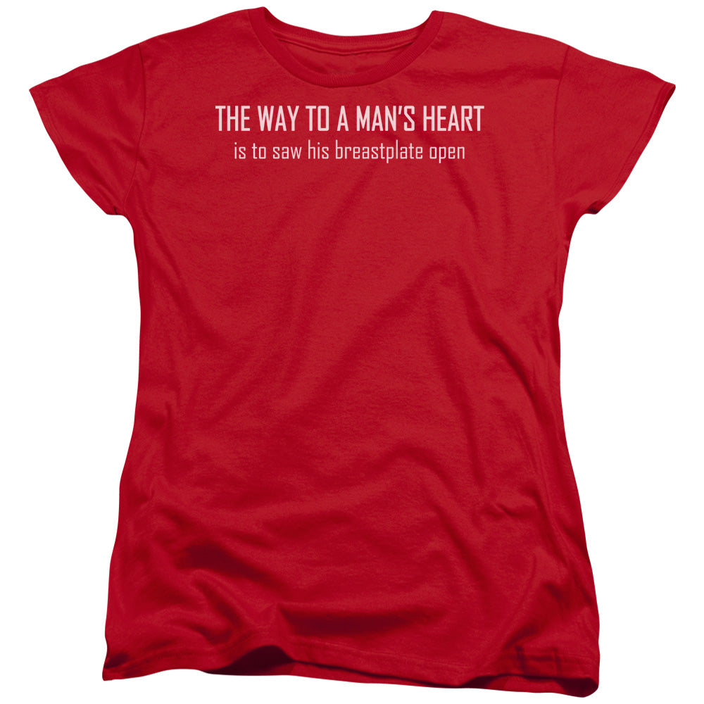 Way To A Mans Heart - Short Sleeve Womens Tee - Red T-shirt