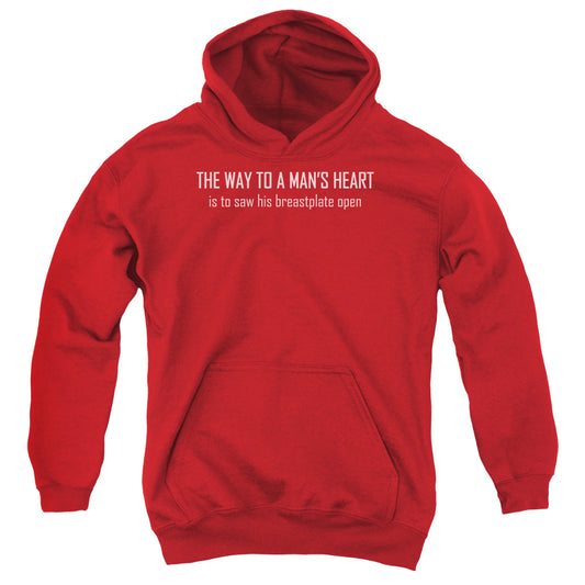 Way To A Mans Heart - Youth Pull-over Hoodie - Red