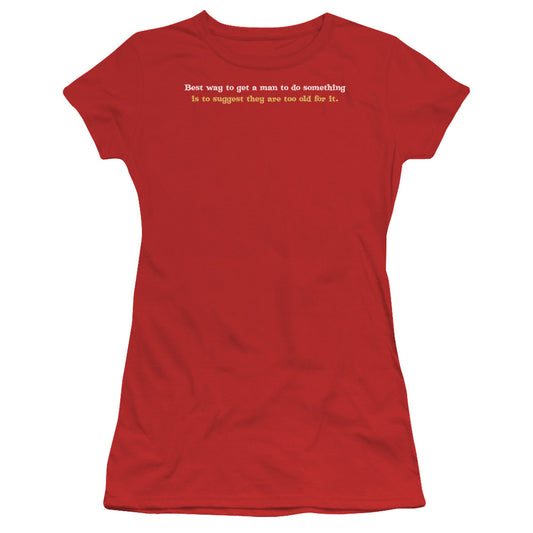 Too Old - Short Sleeve Junior Sheer - Red T-shirt