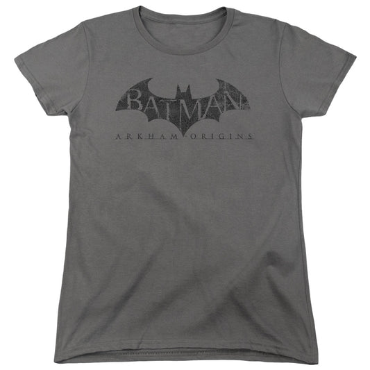 Batman Arkham Origins - Crackle Logo - Short Sleeve Womens Tee - Charcoal T-shirt