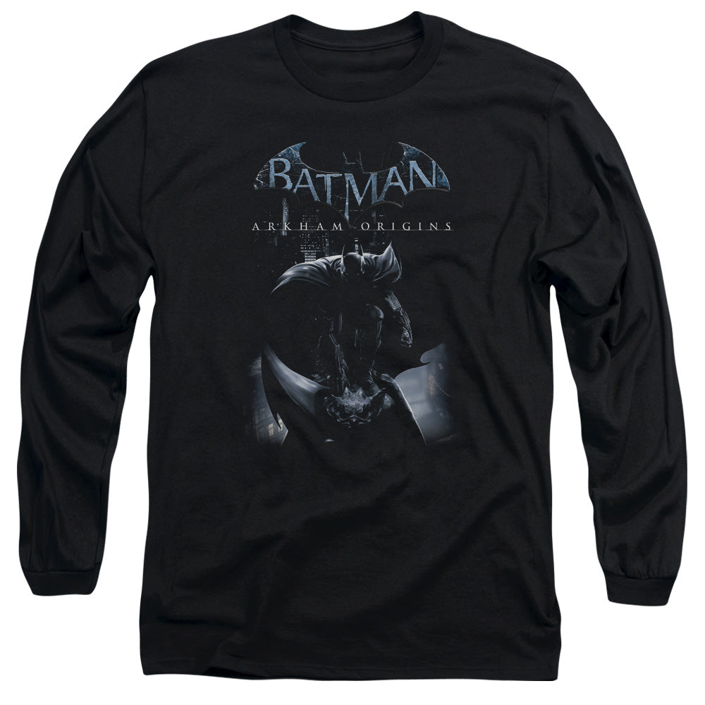 Batman Arkham Origins - Perched Cat - Long Sleeve Adult 18/1 - Black T-shirt