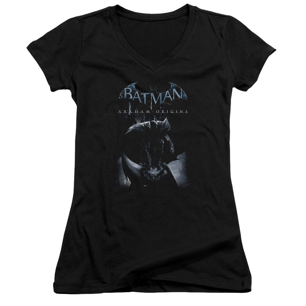 Batman Arkham Origins - Perched Cat - Junior V-neck - Black