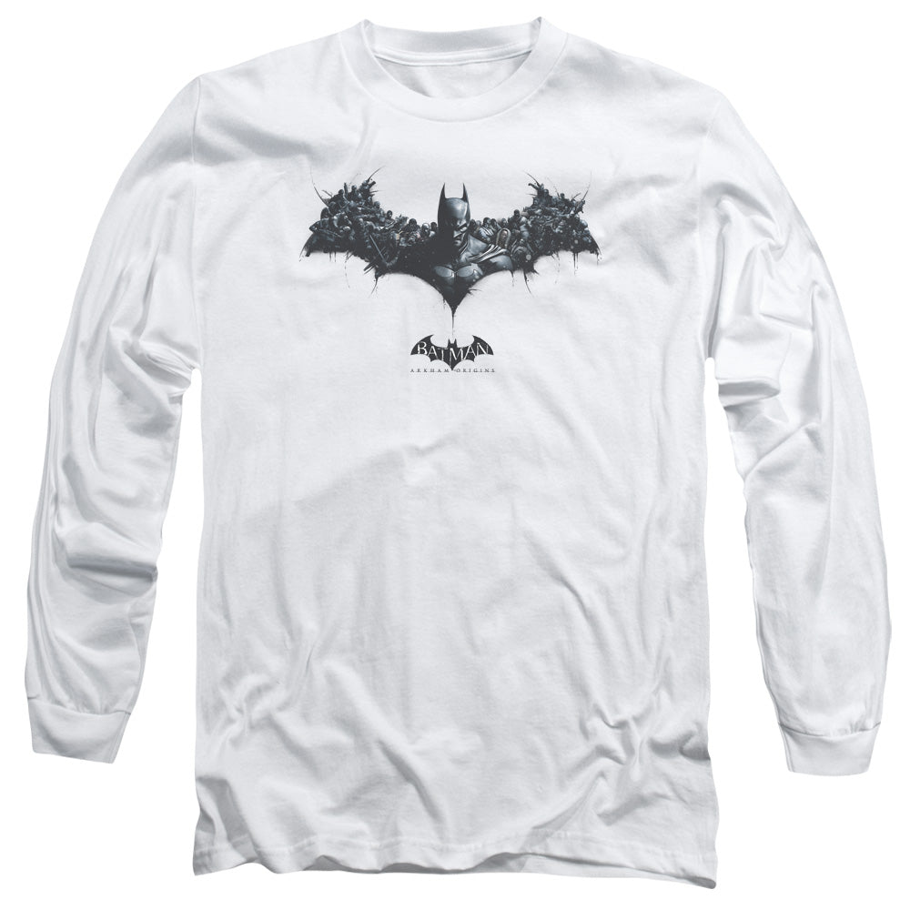 Batman Arkham Origins - Bat Of Enemies - Long Sleeve Adult 18/1 - White T-shirt