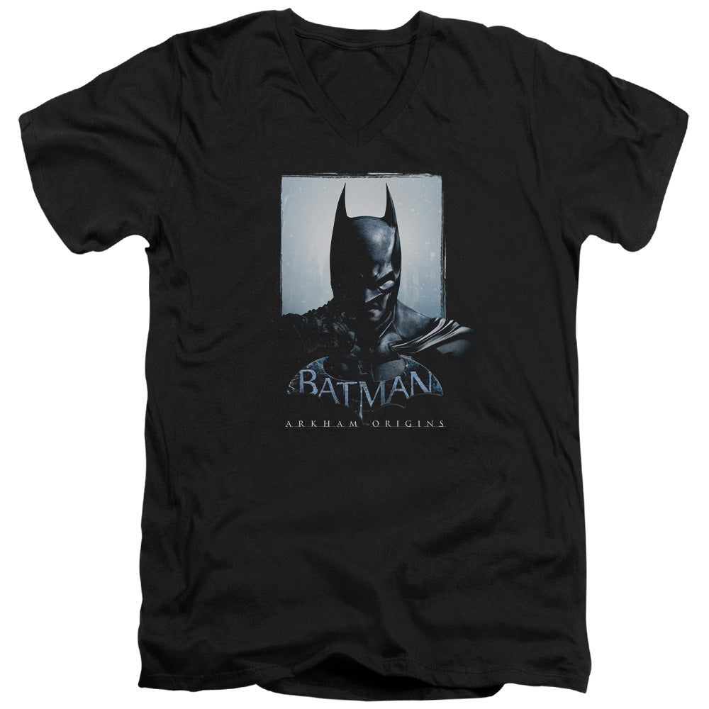 Batman Arkham Origins - Two Sides - Short Sleeve Adult V-neck 30/1 - Black T-shirt