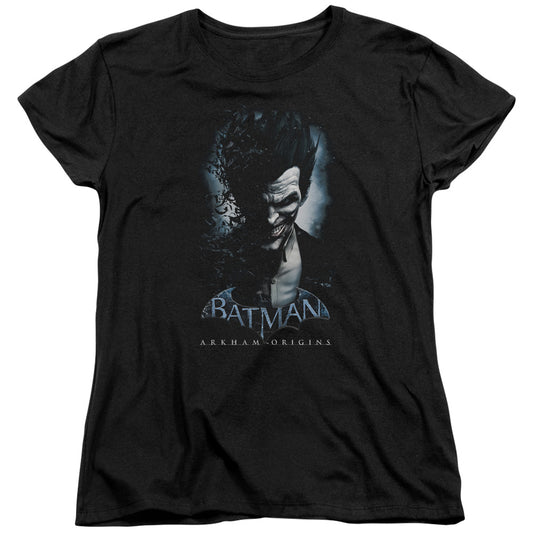Batman Arkham Origins - Joker - Short Sleeve Womens Tee - Black T-shirt
