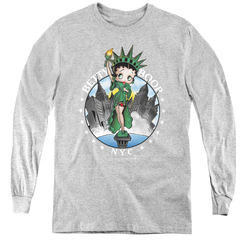 Betty Boop - Nyc - Youth Long Sleeve Tee - Athletic Heather