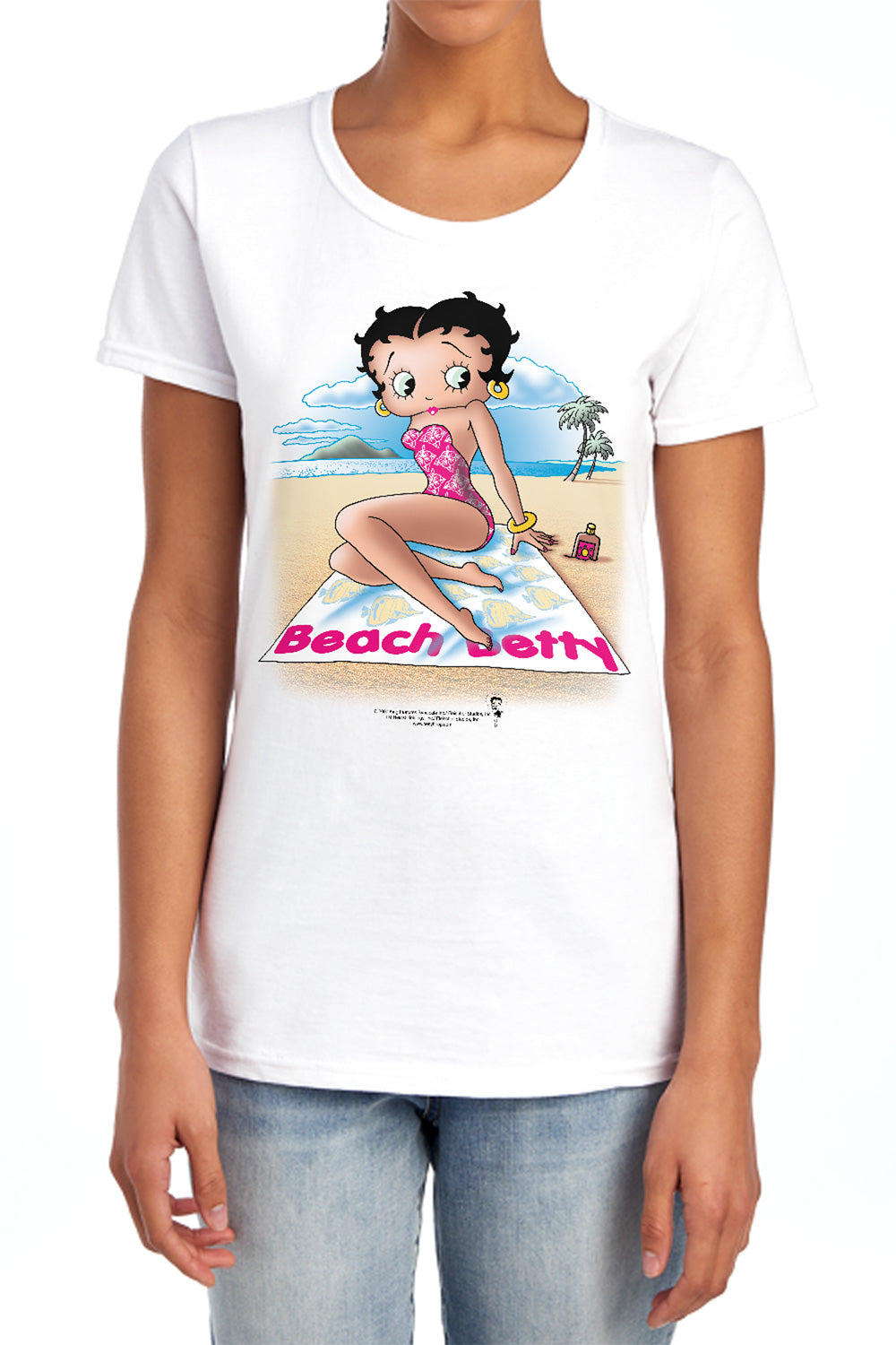 Betty Boop - Beach Betty - Short Sleeve Womens Tee - White T-shirt
