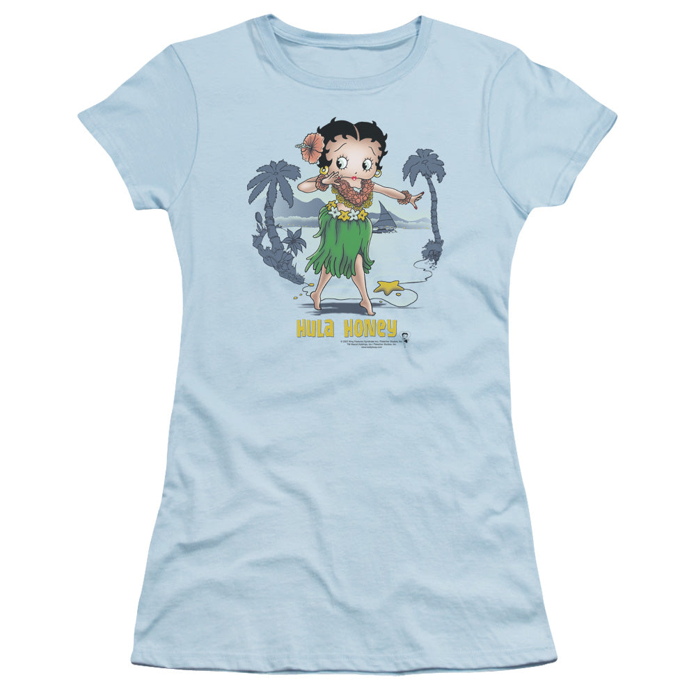 Betty Boop - Hula Honey - Short Sleeve Junior Sheer - Light Blue T-shirt