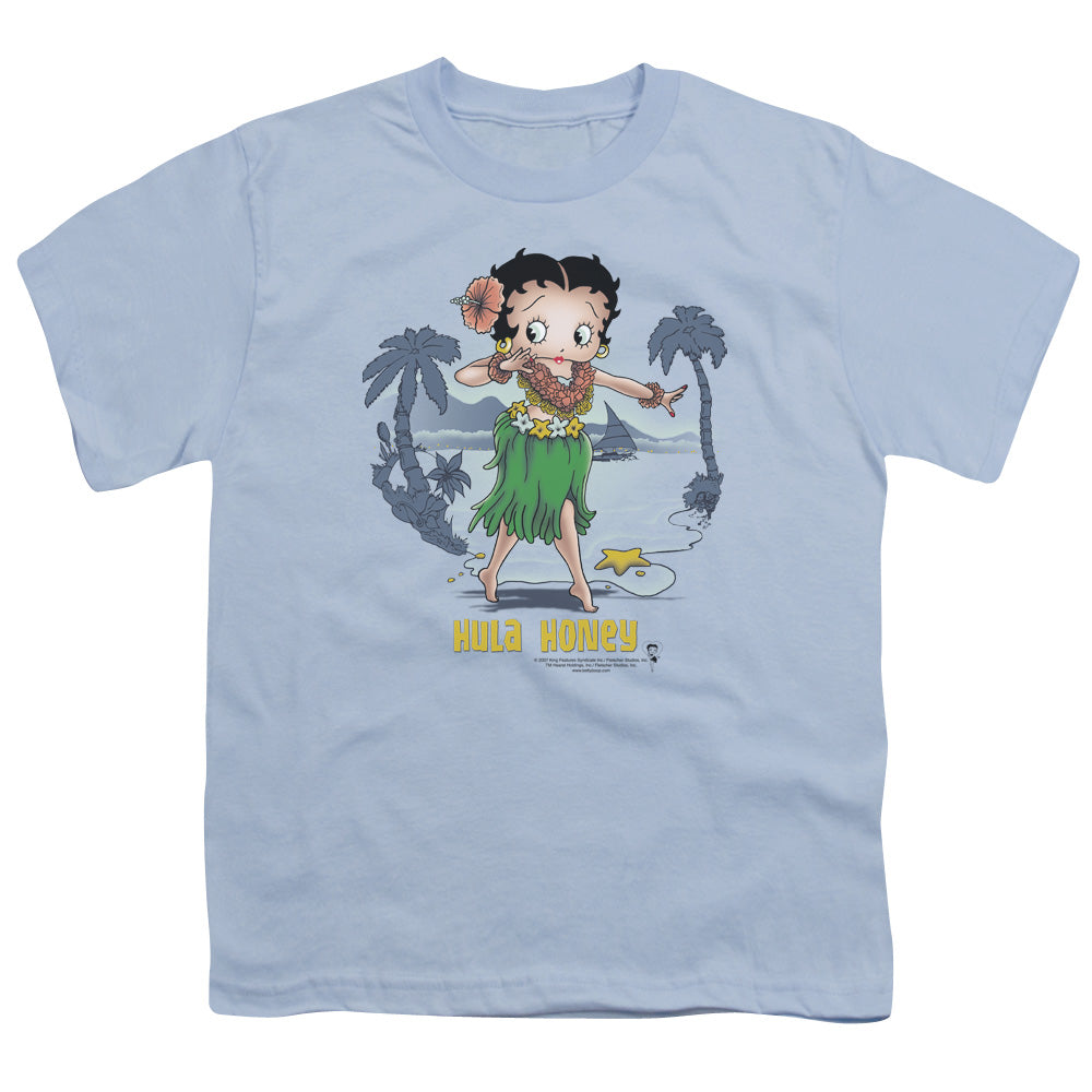 Betty Boop - Hula Honey - Short Sleeve Youth 18/1 - Carolina Blue T-shirt