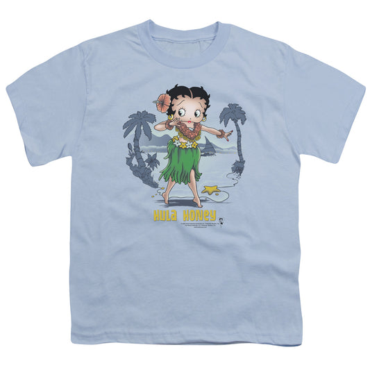 Betty Boop - Hula Honey - Short Sleeve Youth 18/1 - Carolina Blue T-shirt