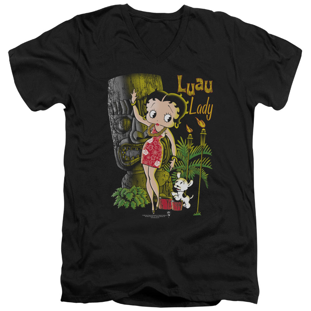 Betty Boop - Luau Lady - Short Sleeve Adult V-neck - Black T-shirt