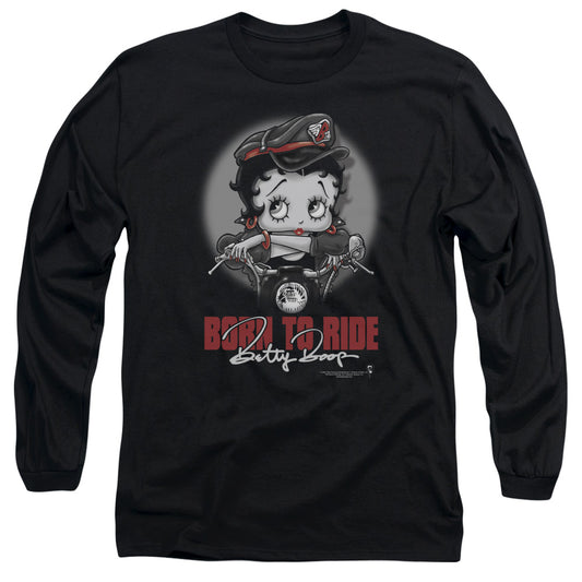 Betty Boop - Born To Ride - Long Sleeve Adult 18/1 - Black T-shirt