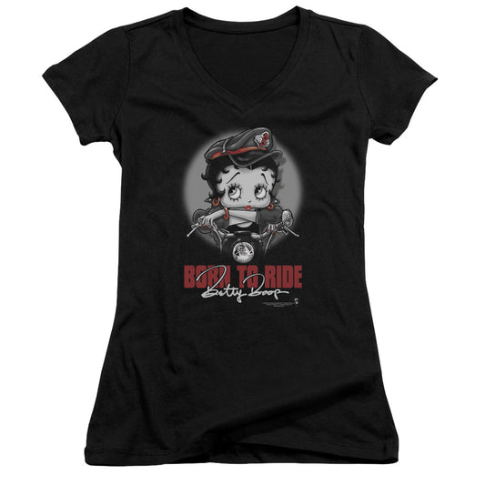 Betty Boop - Born To Ride - Junior V-neck - Black