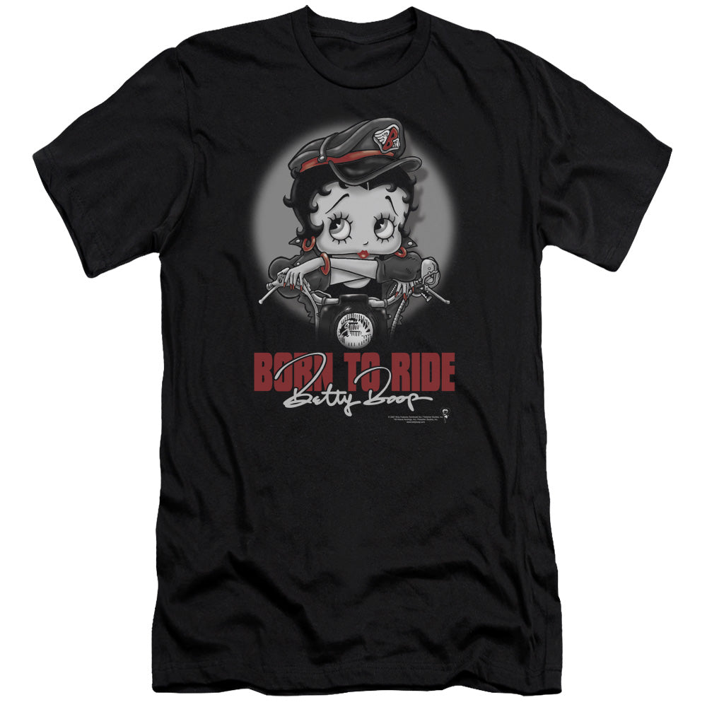 Betty Boop - Born To Ride-premuim Canvas Adult Slim Fit 30/1 - Black
