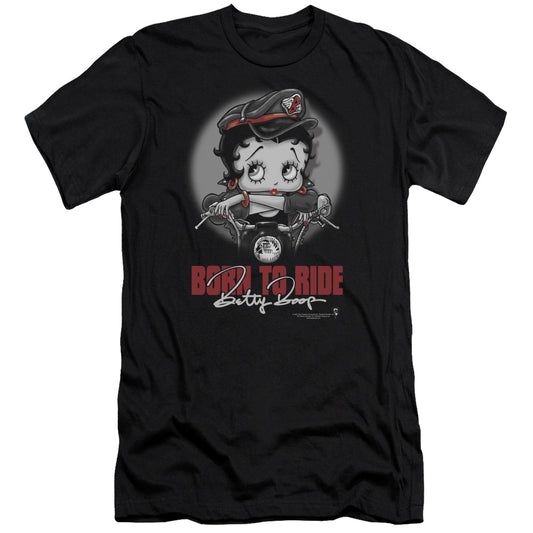 Betty Boop - Born To Ride-premuim Canvas Adult Slim Fit 30/1 - Black