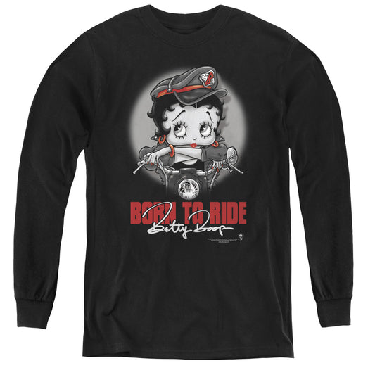 Betty Boop - Born To Ride - Youth Long Sleeve Tee - Black