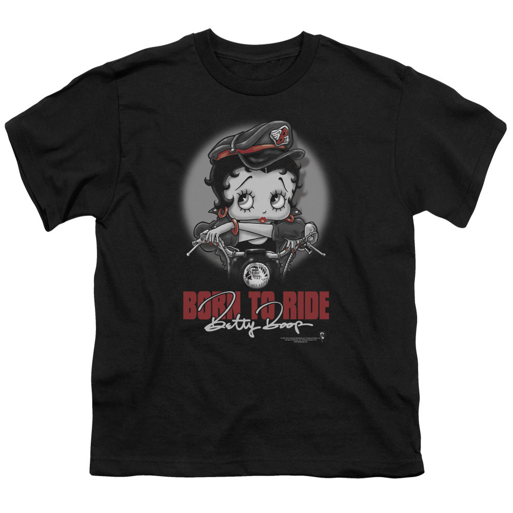 Betty Boop - Born To Ride - Short Sleeve Youth 18/1 - Black T-shirt