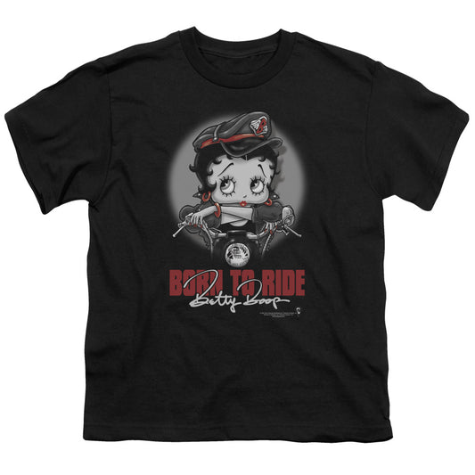 Betty Boop - Born To Ride - Short Sleeve Youth 18/1 - Black T-shirt
